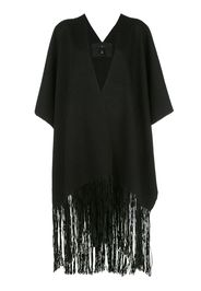 Voz oversized fringed poncho - Black