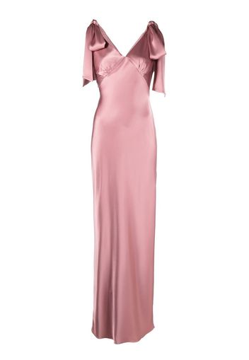 V:PM ATELIER bow-detail V-neck gown - Pink