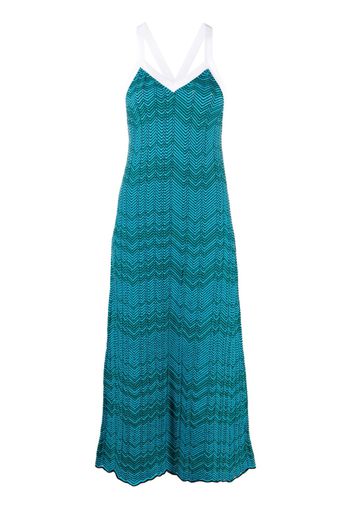 Wales Bonner Palm chevron-knit midi dress - Blue