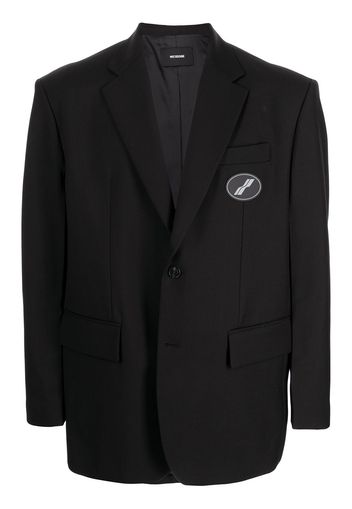 We11done oversized suit logo-patch blazer - Black