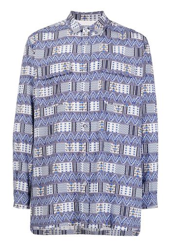 WHITE MOUNTAINEERING geometric-print long-sleeved shirt - Blue