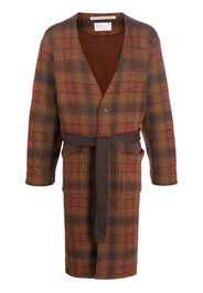 White Mountaineering checked tie-waist cardigan - Brown