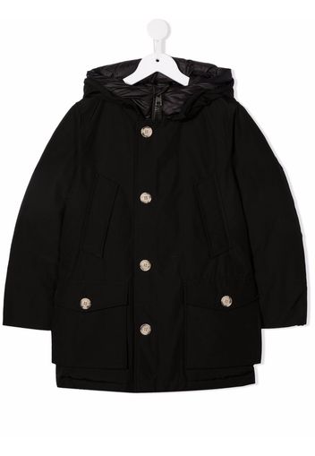 Woolrich Kids buttoned hooded coat - Black