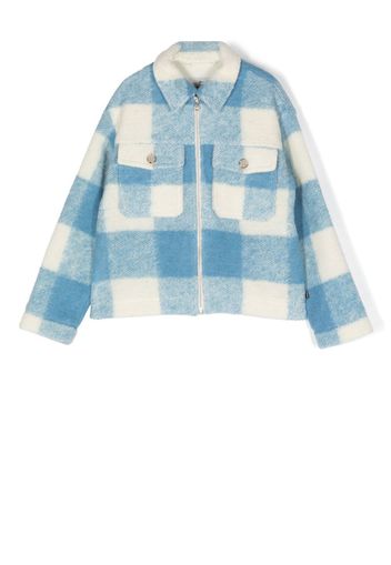 Woolrich Kids check-print knitted jacket - Blue