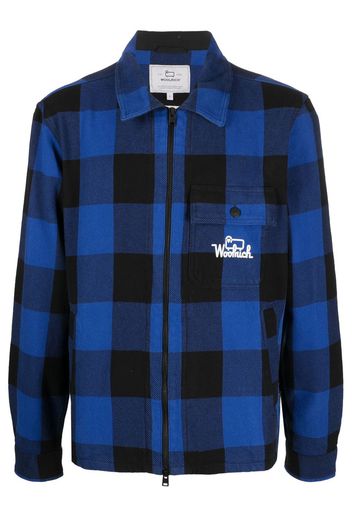 Woolrich check-print zipped shirt jacket - Blue