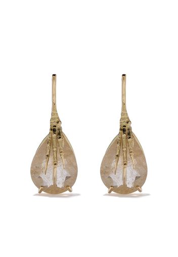 Wouters & Hendrix Gold 18kt claw rutilated quartz earrings - Yellow Gold