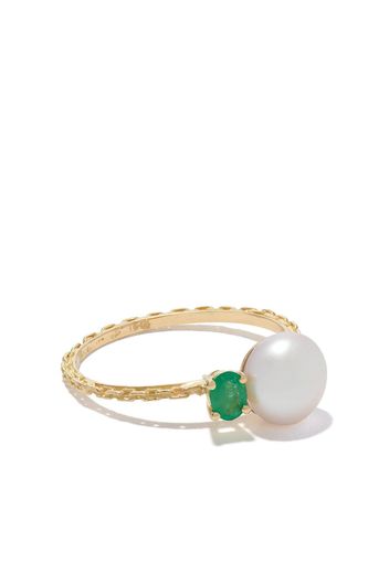 Wouters & Hendrix Gold 18kt yellow gold Emerald & Pearl ring