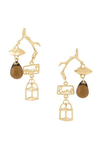 mouth and birdcage earrings