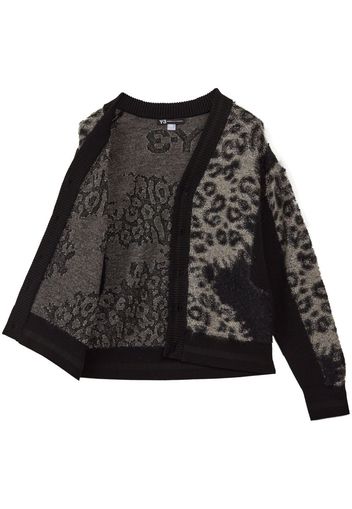 Y-3 leopard-print button-up cardigan - Grey