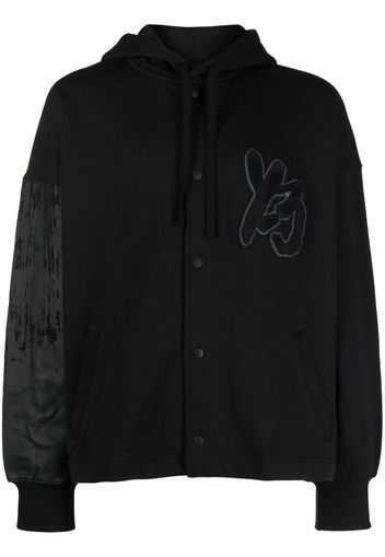 Y-3 logo-patch organic cotton hoodie - Black