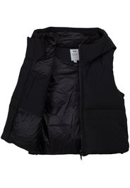 Y-3 logo-print hooded puffy vest - Black