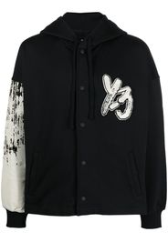 Y-3 logo-print press-stud hoodie - Black