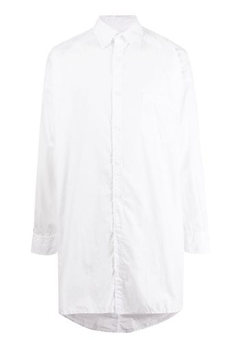 Yohji Yamamoto long-length crease-effect shirt - White