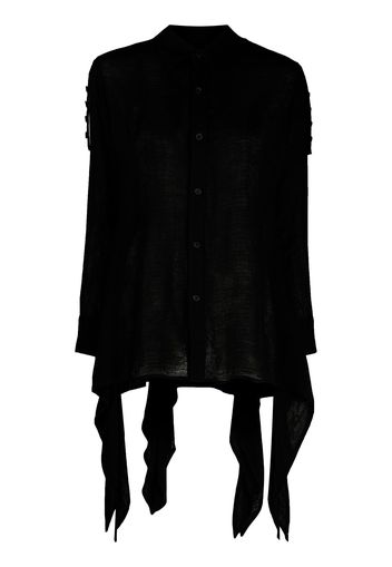 Yohji Yamamoto asymmetric-hem long-sleeve shirt - Black