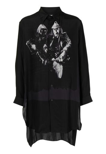 Yohji Yamamoto graphic-print cotton shirt - 1 BLACK