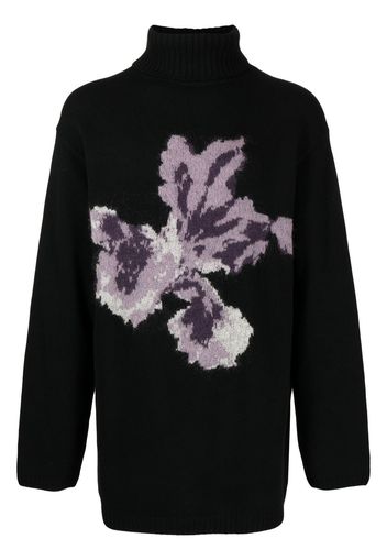 Yohji Yamamoto floral intarsia-knit wool jumper - Black