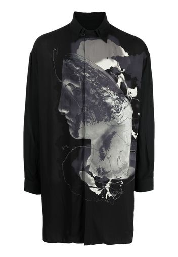 Yohji Yamamoto graphic-print long-sleeve shirt - Black