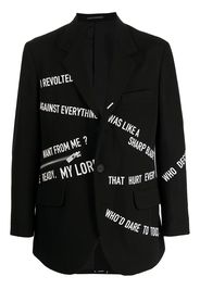 Yohji Yamamoto slogan-pattern lambswool blazer - Black