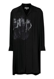 Yohji Yamamoto graphic-print longline shirt - Black