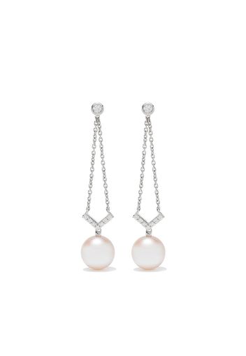 Yoko London 18kt white gold Trend diamond and pearl drop earrings - 7