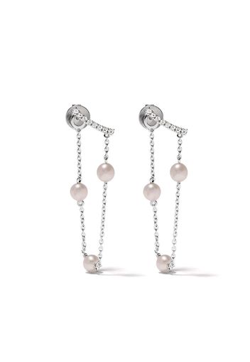 18kt white gold Trend Freshwater pearl and diamond earrings