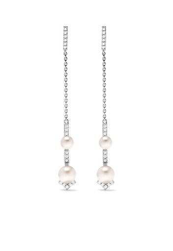 18kt white gold Trend Freshwater pearl and diamond earrings