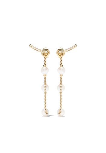 18kt yellow gold Trend freshwater pearl and diamond earrings