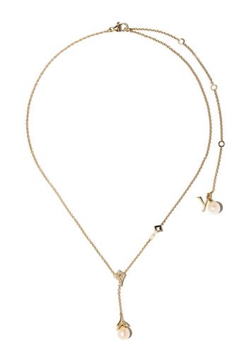 18kt yellow gold Trend freshwater pearl and diamond necklace