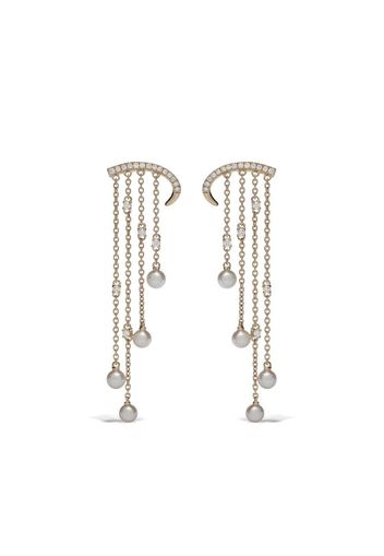 18kt yellow gold Sleek Akoya pearl and diamond earrings