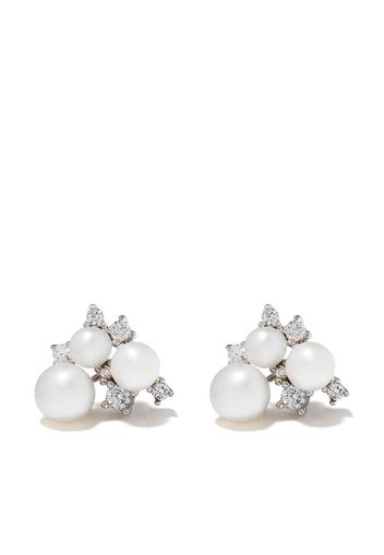 18kt white gold diamond pearl Trend stud earrings