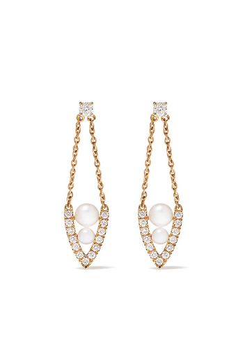 18kt yellow gold diamond pearl Sleek earrings