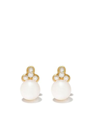 18kt yellow gold diamond pearl Trend stud earrings