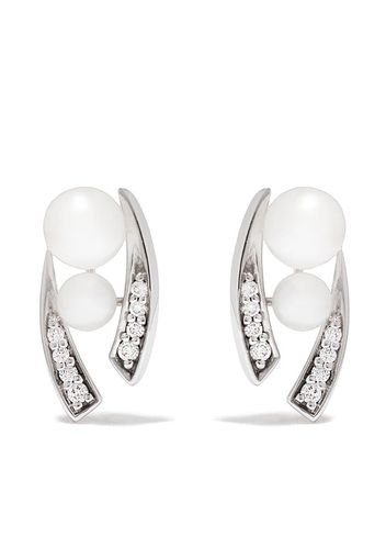 18kt white gold diamond pearl Trend stud earrings