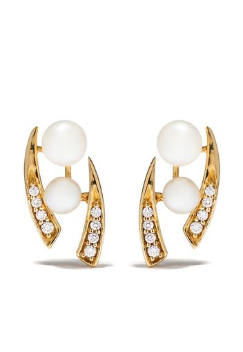 18kt yellow gold diamond pearl Trend stud earrings