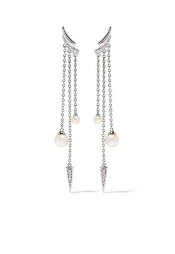 18kt white gold diamond pearl Trend drop earrings