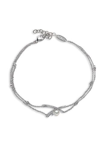 Yoko London 18kt white gold diamond Akoya pearl Sleek bracelet - Silver