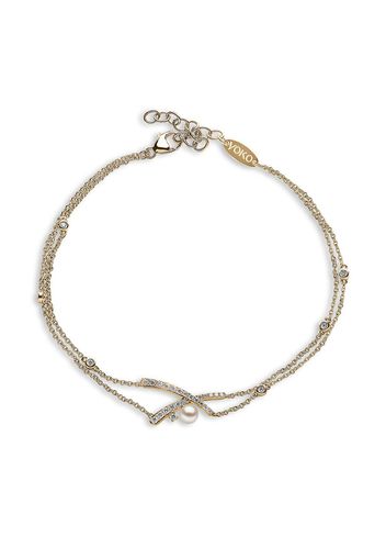 Yoko London 18kt yellow gold Sleek Akoya pearl and diamond bracelet