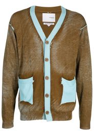 Yoshiokubo contrasting-trim knit cardigan - Brown