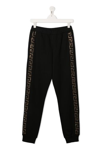 rhinestone side logo track pants