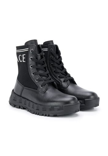 logo print combat boots