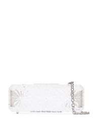 clear flower engraved chain strap acrylic clutch bag
