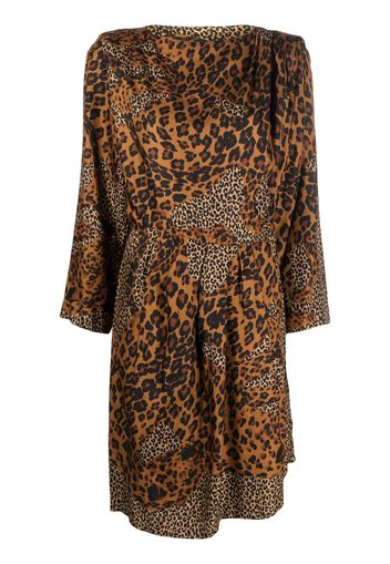 Yves Saint Laurent Pre-Owned 1980s leopard print silk dress - Brown