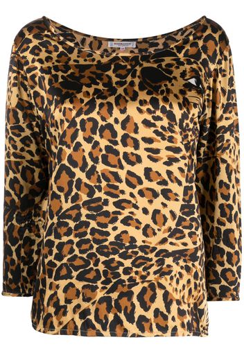 Yves Saint Laurent Pre-Owned 1980s leopard print silk blouse - Black