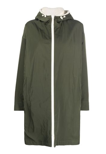 Yves Salomon Army curved-hem hooded coat - Green