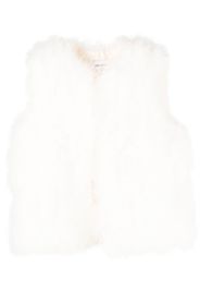 Yves Salomon silk feathered-finish waistcoat - White