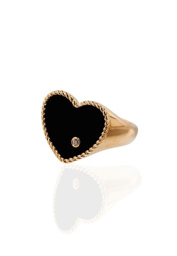 18K yellow gold black diamond heart ring