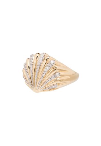 18kt gold diamond shell ring