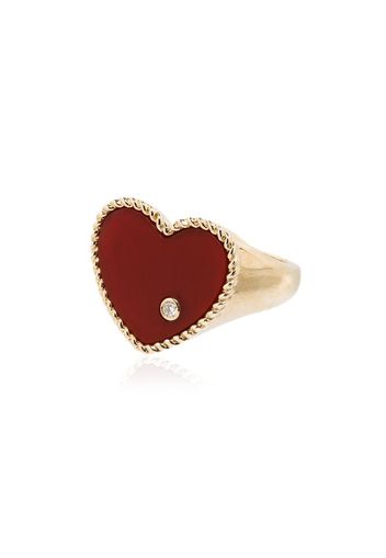 18K yellow gold red diamond heart ring