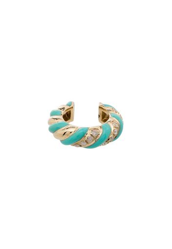 9kt yellow gold, turquoise and diamond ear cuff