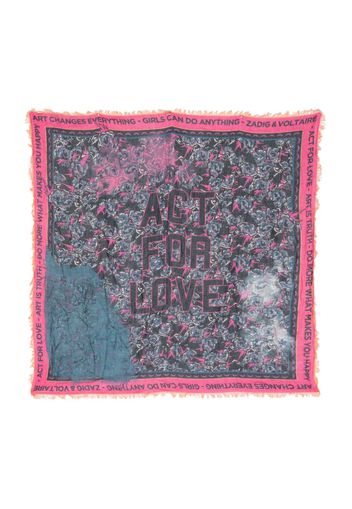 Zadig & Voltaire Kids distressed-effect floral-print scarf - Blue